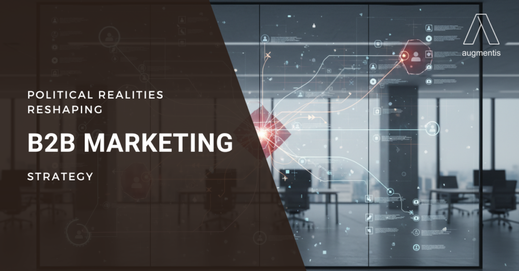 Abstract visual of a marketing decision flow chart disrupted by political interference