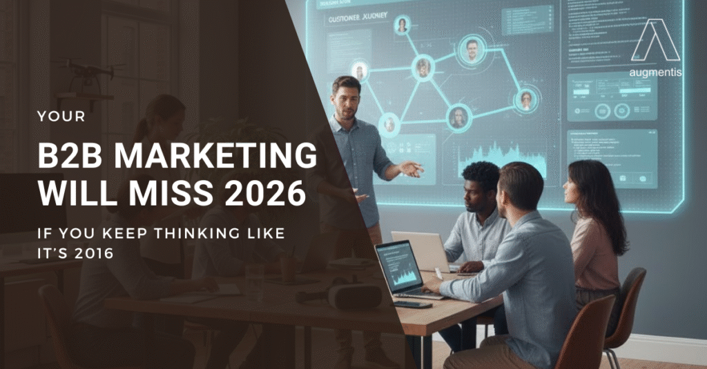 Illustration showing product led B2B marketing principles for 2026 buyers