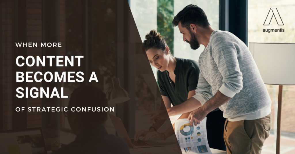 Senior marketing leaders reviewing B2B content strategy to reduce B2B content overload